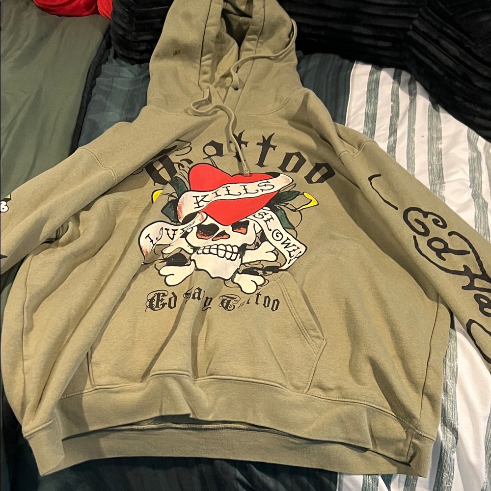 Ed Hardy Khaki Graphic Hoodie